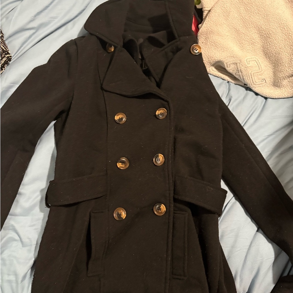 Elegant Black Double-Breasted Women's Coat